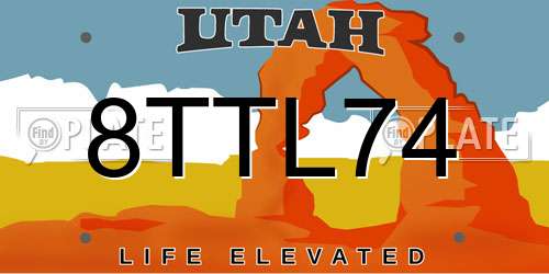 8TTL74 Utah License Plate