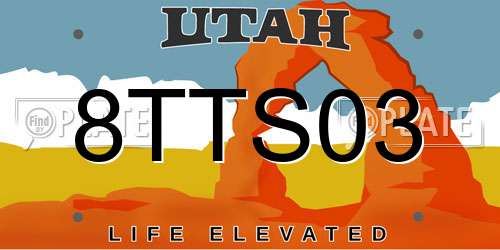 8TTS03 Utah License Plate