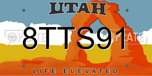 8TTS91 Utah License Plate
