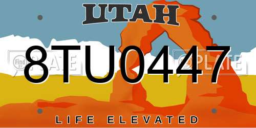 8TU0447 Utah License Plate