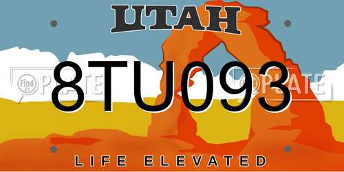 8TU093 Utah License Plate