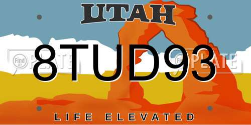 8TUD93 Utah License Plate