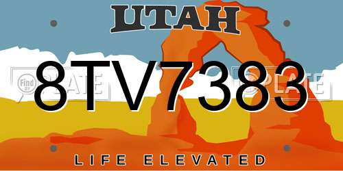 8TV7383 Utah License Plate