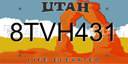 8TVH431 Utah License Plate