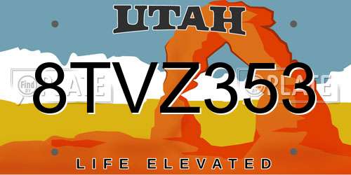 8TVZ353 Utah License Plate