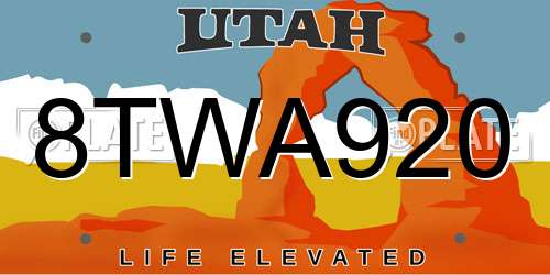 8TWA920 Utah License Plate