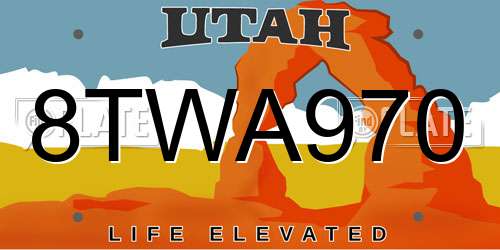 8TWA970 Utah License Plate