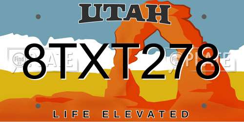 8TXT278 Utah License Plate
