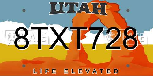 8TXT728 Utah License Plate