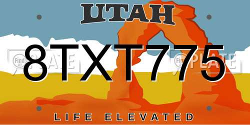 8TXT775 Utah License Plate