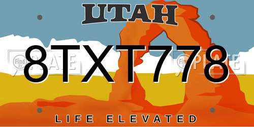 8TXT778 Utah License Plate