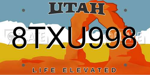 8TXU998 Utah License Plate