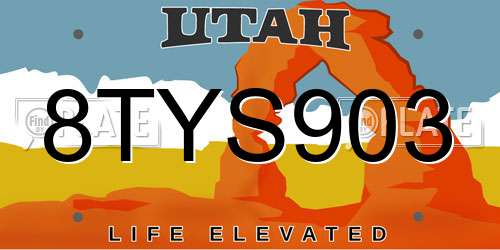 8TYS903 Utah License Plate