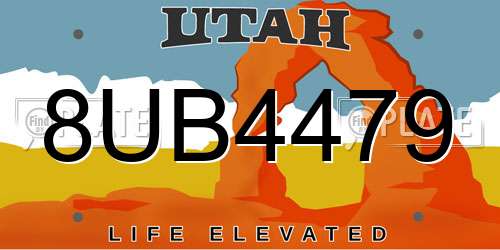 8UB4479 Utah License Plate