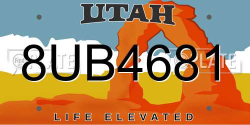 8UB4681 Utah License Plate