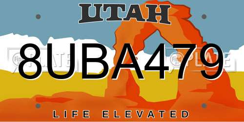 8UBA479 Utah License Plate