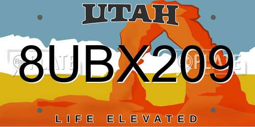 8UBX209 Utah License Plate