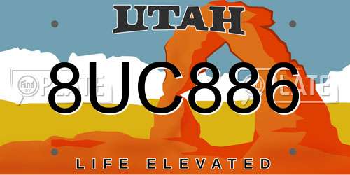 8UC886 Utah License Plate