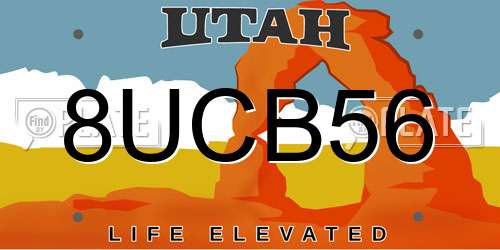 8UCB56 Utah License Plate