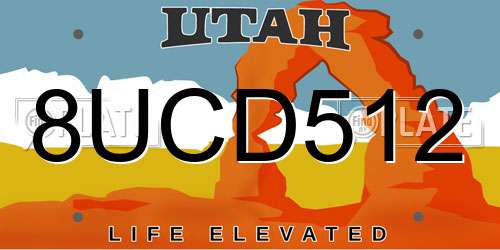 8UCD512 Utah License Plate