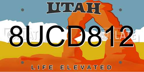 8UCD812 Utah License Plate