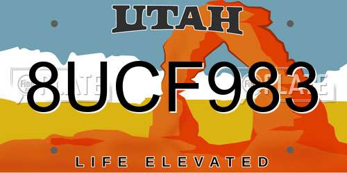 8UCF983 Utah License Plate