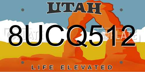 8UCQ512 Utah License Plate