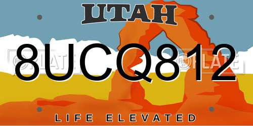 8UCQ812 Utah License Plate