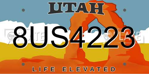 8US4223 Utah License Plate