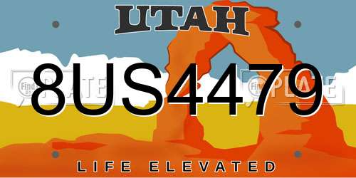 8US4479 Utah License Plate