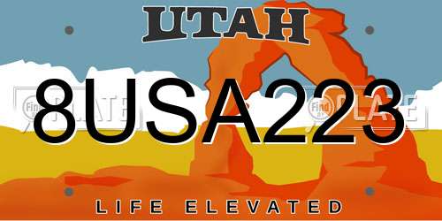8USA223 Utah License Plate