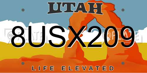 8USX209 Utah License Plate