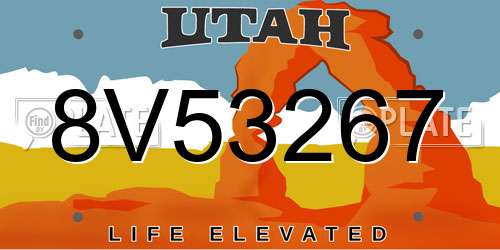 8V53267 Utah License Plate