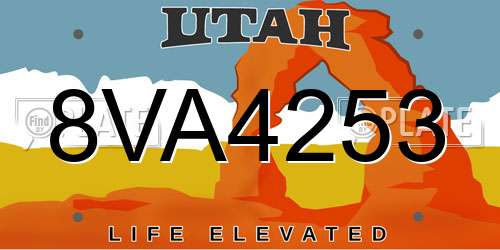 8VA4253 Utah License Plate