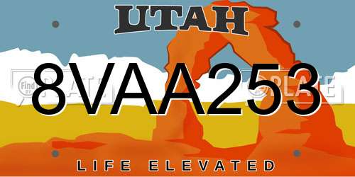 8VAA253 Utah License Plate