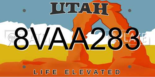8VAA283 Utah License Plate