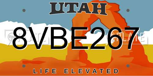 8VBE267 Utah License Plate