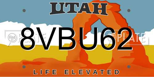 8VBU62 Utah License Plate