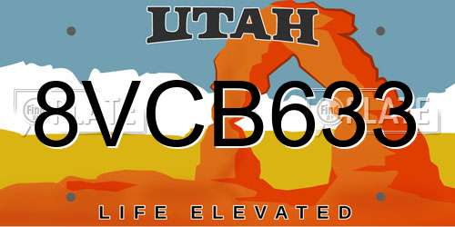 8VCB633 Utah License Plate