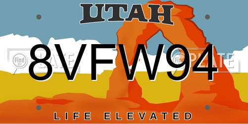 8VFW94 Utah License Plate