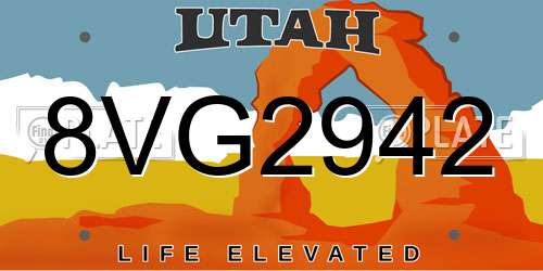 8VG2942 Utah License Plate