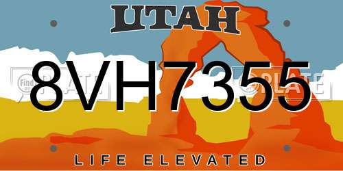 8VH7355 Utah License Plate