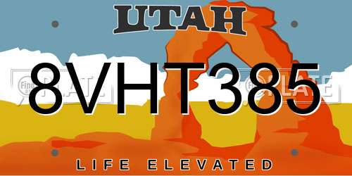 8VHT385 Utah License Plate