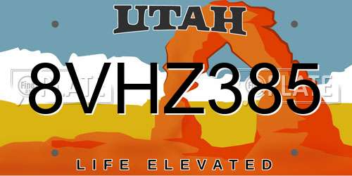 8VHZ385 Utah License Plate