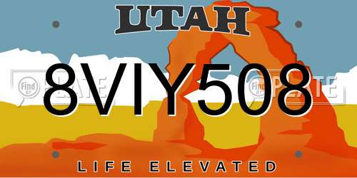8VIY508 Utah License Plate