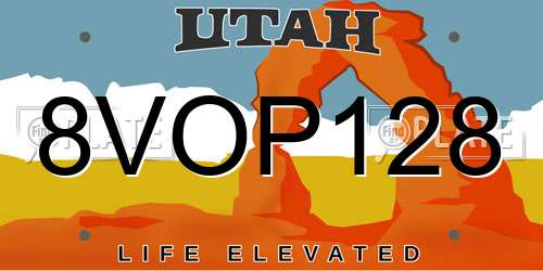 8VOP128 Utah License Plate
