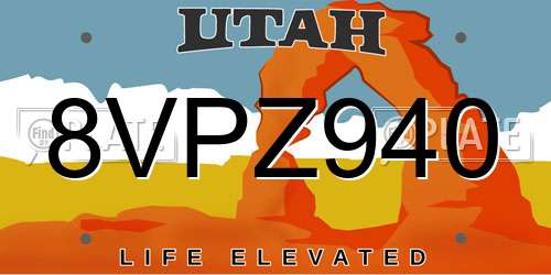 8VPZ940 Utah License Plate