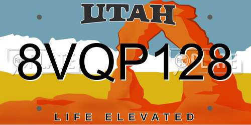 8VQP128 Utah License Plate