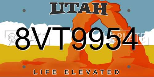 8VT9954 Utah License Plate