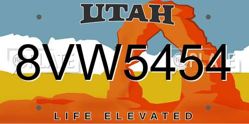 8VW5454 Utah License Plate